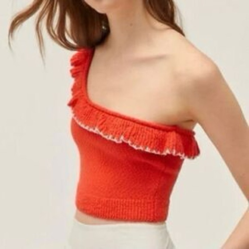 Urban Outfitters Knit One-Shoulder Red Tank Size Small